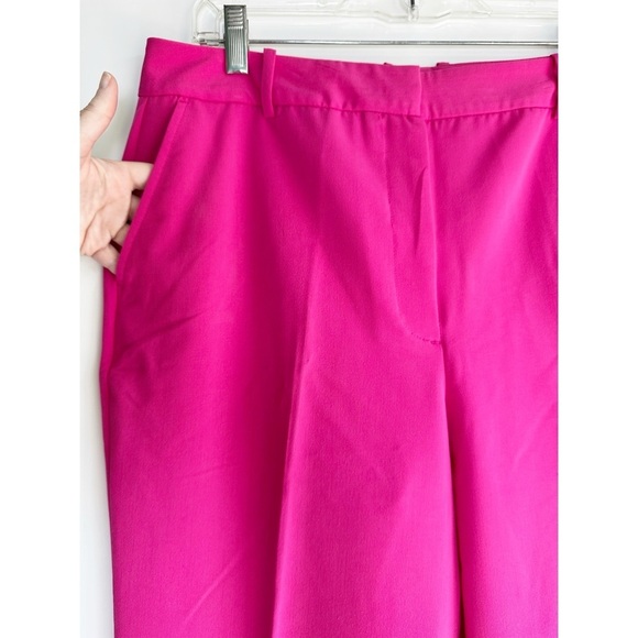 Worthington Hot Pink Trousers Pants Wide Leg Size 12 Fuchsia Pockets Belt Loops - Picture 2 of 5